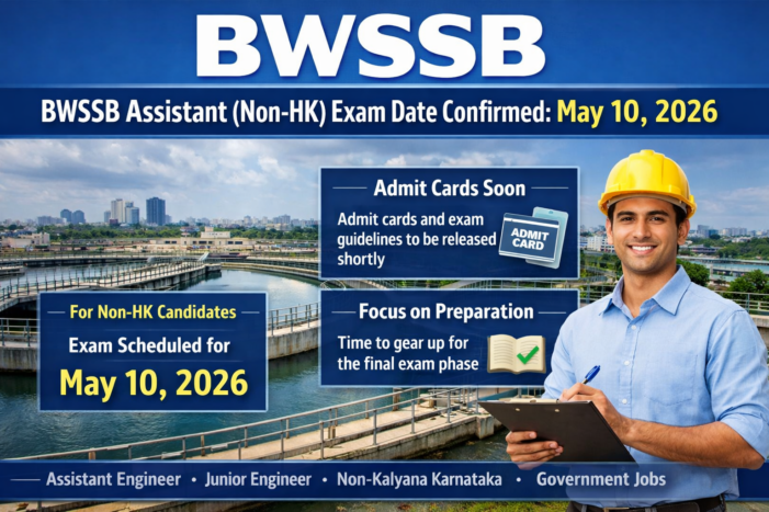 BWSSB Assistant (Non-HK) Exam Date Confirmed for May 10, 2026