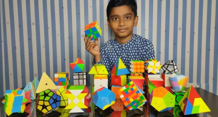 3rd Grader S Bhargav from Orchids International School solves 30 Rubik Cubes under 14 mins
