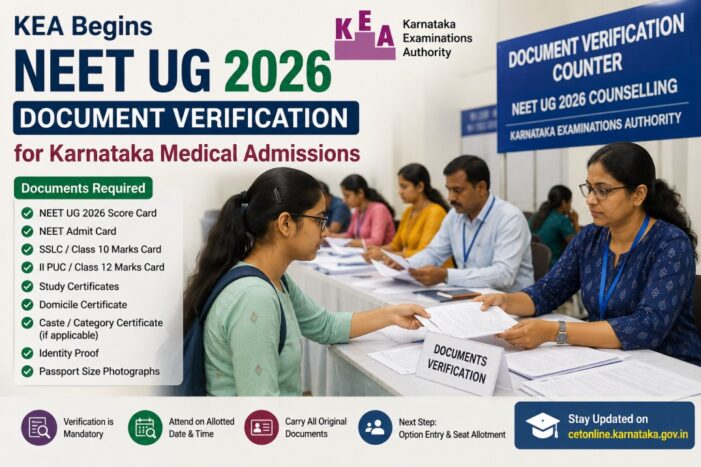 KEA Begins NEET UG 2026 Document Verification for Karnataka Medical Admissions