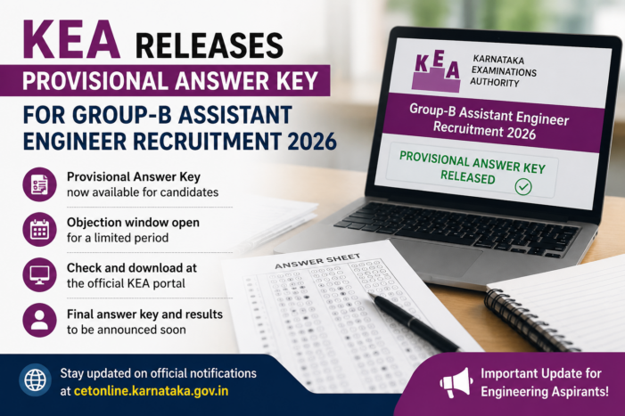 KEA Releases Provisional Answer Key for Group-B Assistant Engineer Recruitment 2026