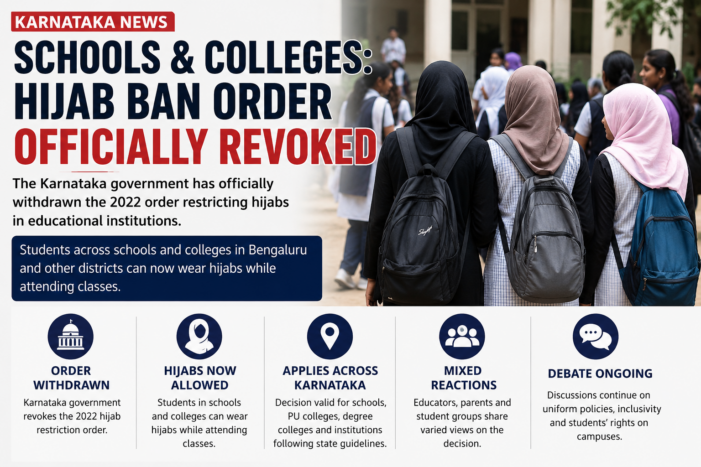 Karnataka Revokes Hijab Restriction Order in Educational Institutions