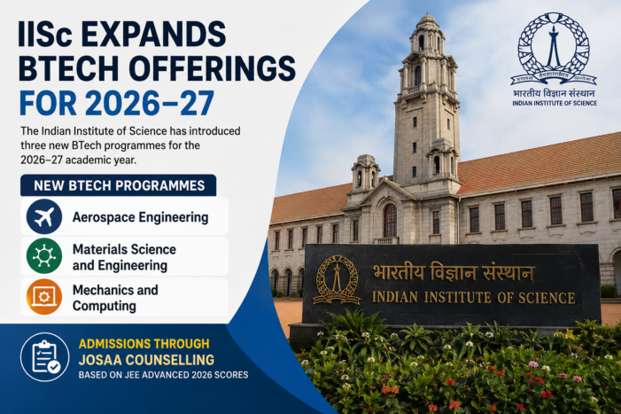 IISc Adds Three New BTech Programmes for 2026–27