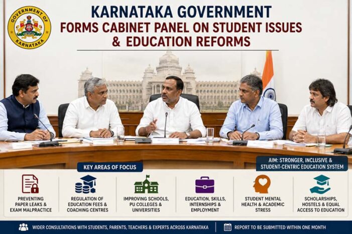 Karnataka Government Forms Cabinet Panel on Student Issues and Education Reforms