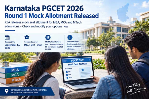 Karnataka PGCET 2026 Round 1 Mock Allotment Released