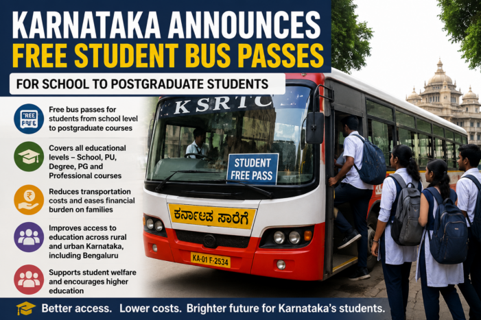 Karnataka Announces Free Student Bus Passes from School to Postgraduate Level