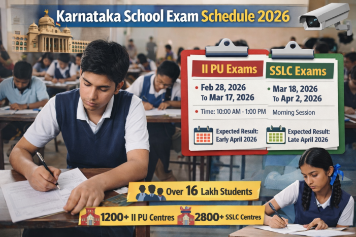 Karnataka School Examination Timetable Released for SSLC and II PU 2026