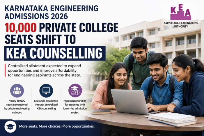 Karnataka Engineering Admissions 2026: Nearly 10,000 Private College Seats Shift to KEA Counselling
