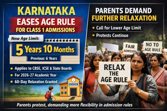 Karnataka Allows 60-Day Age Relaxation for Class 1 Admissions; Parents Continue Protests