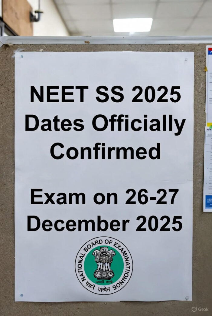 NEET SS 2025 Dates Officially Confirmed: Exam on 26–27 December 2025