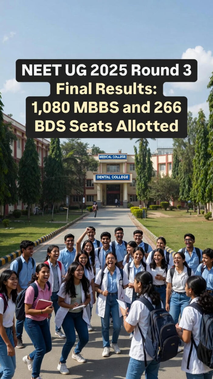 NEET UG 2025 Round 3 Final Results: 1,080 MBBS and 266 BDS Seats Allotted – A Milestone for Aspiring Doctors