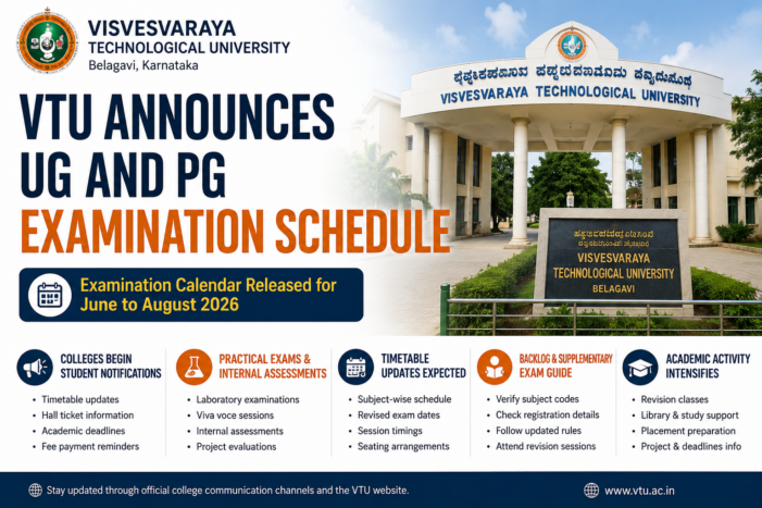 VTU Announces UG and PG Examination Schedule for June–August 2026