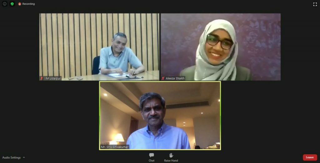  Webinar-Picture-Left-to-Right-Prof.-Janat-Shah-Aleeza-Shaikh-Student-at-IIM-Udaipur-Mr.-Shiv-Shivkumar-Board-member-IIMU