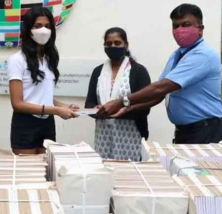 Girl from CIS Bangalore, repurposes and donates notebooks to needy students