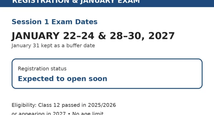 JEE Main 2027 Registration: NTA Application Date, January Exam Schedule & Eligibility